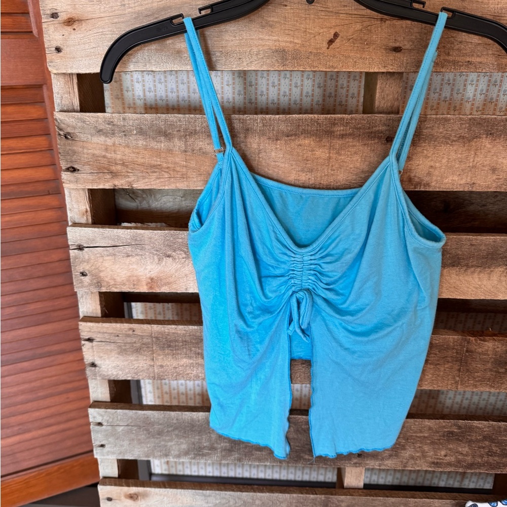Women's Blue Ruched Top